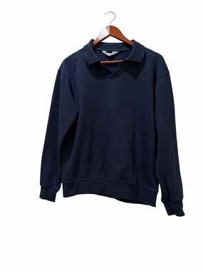 H&M Navy Blue Polo Collar Sweatshirt Vintage Preppy Style